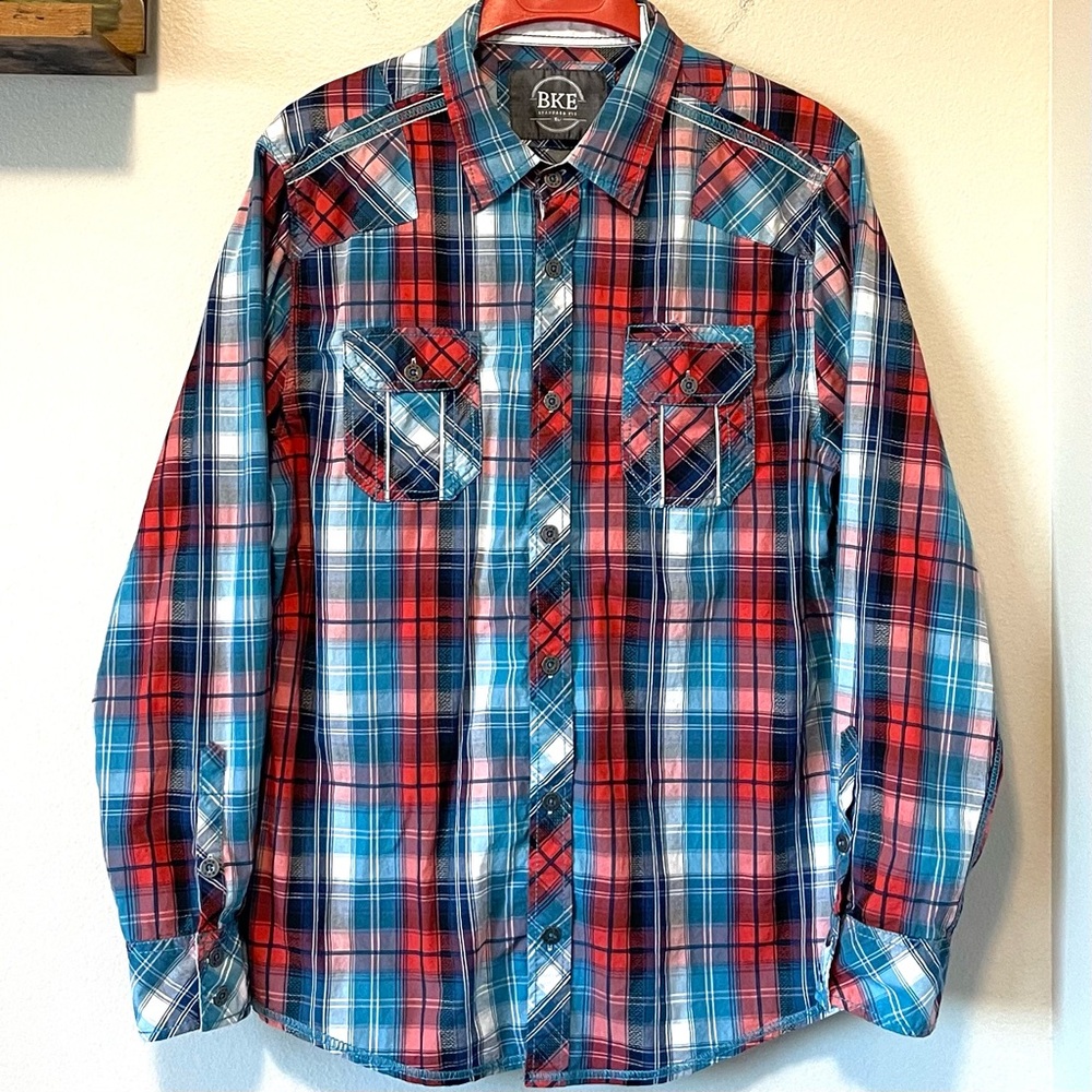 BKE Standard Fit Western Shirt - Easy Care & Full Button - Size XL
